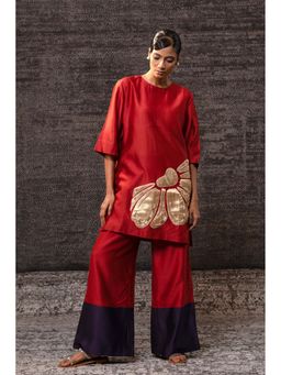 EEDA - Red Flora Kurti with Palazzo