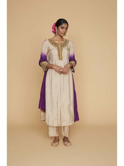 Label Niti Bothra - Ivory Ombre Heavy Pitta Anarkali with Palazzo