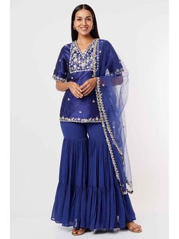 MEHAK MURPANA - Royal Blue Kurta and Sharara Set