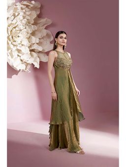 Qunic - Green Muse Top and Palazzo Set