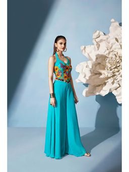 Qunic - Azure Flutter Palazzo Set