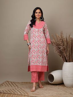 SAROJ - Pink Printed Kurta with Pant for Ethnic Wear