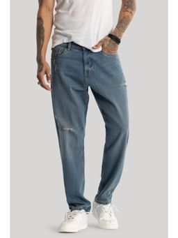 Snitch - Mens Blue Light Distressed Loose Casual Jeans