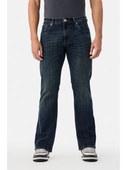 Snitch - Mens Navy Blue Denim Bootcut Casual Jeans