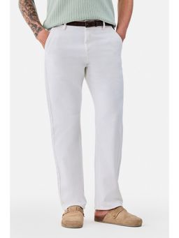 Snitch - Mens White Solid Straight Casual Jeans