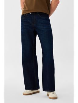 Snitch - Mens Dark Blue Denim Bootcut Casual Jeans