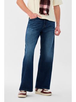 Snitch - Mens Dark Blue Denim Bootcut Casual Jeans