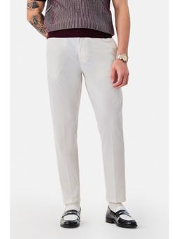 Snitch - Mens White Plain Regular Formal Trouser