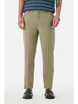 Snitch - Mens Olive Plain Regular Formal Trouser