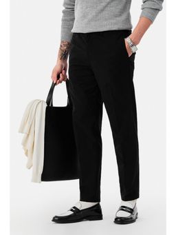Snitch - Mens Black Plain Regular Formal Trouser