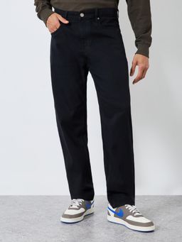 Styli - Mens Black Regular Fit Rinse Wash Jeans