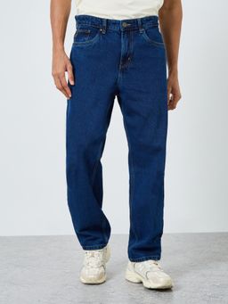 Styli - Mens Loose Fit Retro Style Acid Wash Jeans