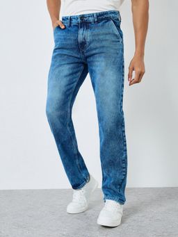 Styli - Mens Mid Wash Cotton Regular Fit Jeans