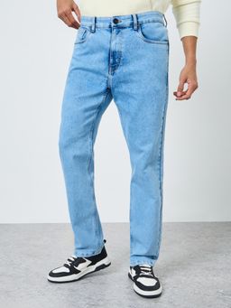 Styli - Mens Blue Washed Relaxed Fit Stretch Jeans