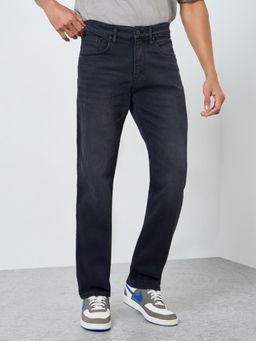 Styli - Mens Grey Washed Relaxed Fit Stretch Jeans