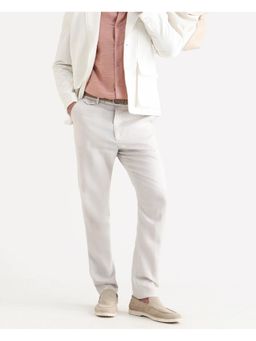Rare Rabbit - Mens Arcelo Off White Linen Fabric Plain Trouser