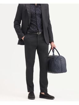 Rare Rabbit - Mens Arcade Black Polyester Blend Fabric Plain Trouser