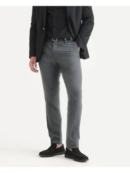 Rare Rabbit - Mens Arcade Lite Dark Grey Polyester Blend Fabric Plain Trouser