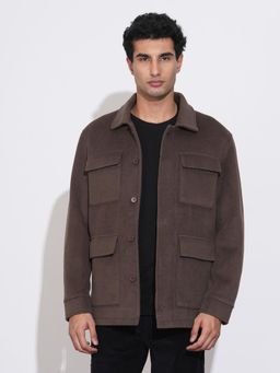 Being Human - Brown Regular Fit Long Sleeves Polyester Shacket