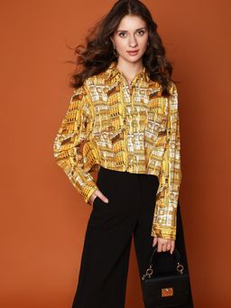 VERO MODA - Women Abstract Print Yellow Shirt