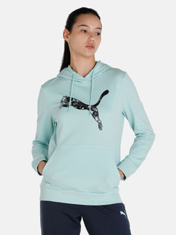 Puma - Wmn Graphic Hoodie Vi Women Blue Hoodie