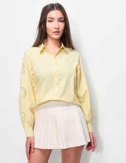 U.S. POLO ASSN. - Yellow Crochet Solid Relaxed Fit Shirt