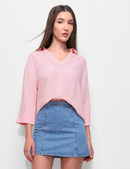U.S. POLO ASSN. - Pink Solid Relaxed Fit Drop Shoulder Shirt