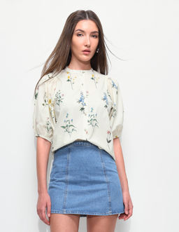 U.S. POLO ASSN. - Off White Floral Printed Band Collar Shirt