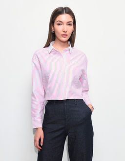 U.S. POLO ASSN. - Pink Vertical Striped Boxy Fit Shirt