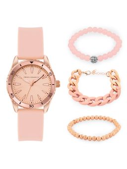 French Connection - Women Rose Gold Dial Analog Gift Set Watch - FCW13PL (M)