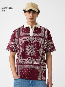 The Souled Store - Originals: Paisley Men Oversized Polo T-shirt