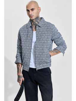 Snitch - Black Geometric Relaxed Fit Jacket