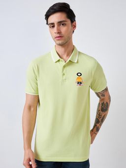 Spykar - Mens Green Half Sleeves Slim Fit Solid Polo T-shirt