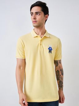 Spykar - Mens Yellow Half Sleeves Slim Fit Solid Polo T-shirt