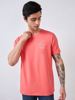 Spykar - Mens Pink Half Sleeves Slim Fit Solid T-shirt