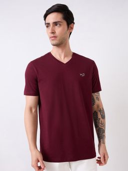 Spykar - Mens Red Half Sleeves Slim Fit Solid T-shirt