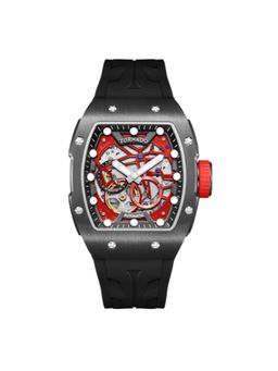 Tornado - Men Automatic Red Dial Black Strap Watch-T24302-XSBB (M)