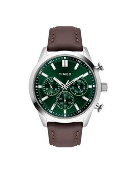 Timex - Men Green Round Dial Leather Analog Watch-TWEG17614 (M)