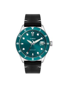 Timex - Men Teal Round Dial Leather Analog Watch-TWEG30000 (M)