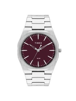Timex - Men Wine Round Dial Stainless Steel Analog Watch-TWEG30100 (M)