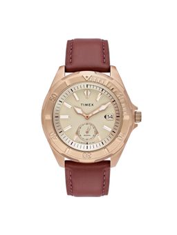 Timex - Men Beige Round Dial Leather Analog Watch-TWEG30200 (M)
