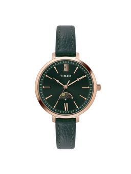 Timex - Women Green Round Dial Leather Analog Watch-TWEL20100 (M)
