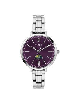 Timex - Women Purple Round Dial Stainless Steel Analog Watch-TWEL20101 (M)