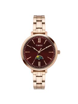 Timex - Women Maroon Round Dial Stainless Steel Analog Watch-TWEL20102 (M)