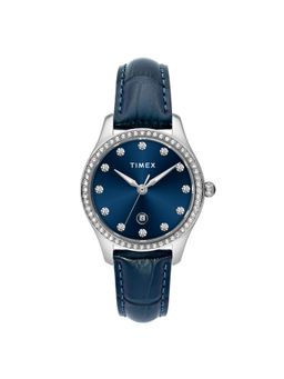 Timex - Women Blue Round Dial Leather Analog Watch-TWEL25000 (M)
