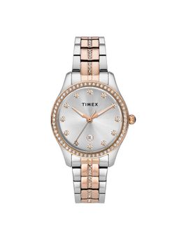 Timex - Women Silver Round Dial Stainless Steel Analog Watch-TWEL25001 (M)