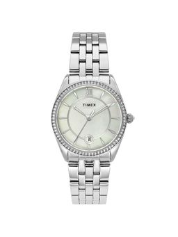 Timex - Women White Mop Round Dial Stainless Steel Analog Watch-TWEL25100 (M)