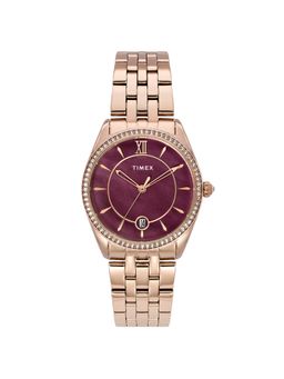 Timex - Women Maroon Mop Round Dial Stainless Steel Analog Watch-TWEL25101 (M)