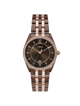 Timex - Women Brown Round Dial Stainless Steel Analog Watch-TWEL25103 (M)