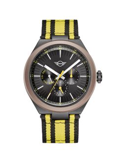 MINI Cooper - Men Black Dial Quartz Nato Yellow Strap Watch-161702 (M)